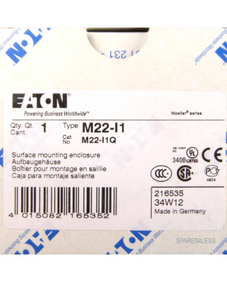 Eaton Aufbaugehäuse M22-I1 216535 OVP