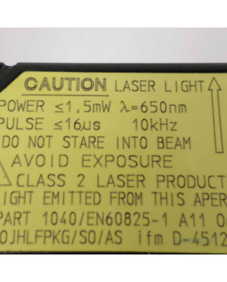 IFM Laser-Lichttaster 0J5154 0JHLFPKG/S0/AS OVP