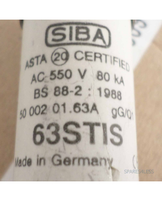 SIBA Sicherungseinsatz/ Fuse-link 63STIS 5000201 63A (6Stk.) OVP