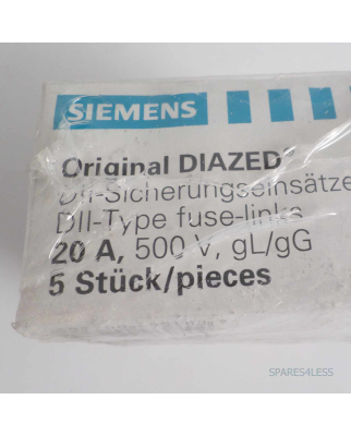 Siemens 5 Stk. Diazed DII Sicherungseinsätze 5SB271 OVP