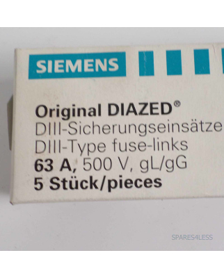 Siemens Diazed Sicherungseinsätze 5SB431 (5Stk.) OVP