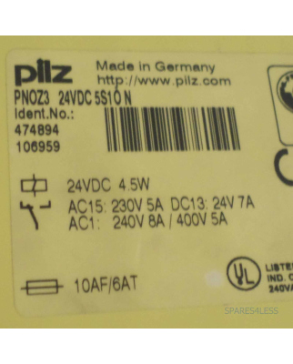 Pilz Sicherheitsschaltgerät PNOZ3 24VDC 5S1Ö N 474894 GEB