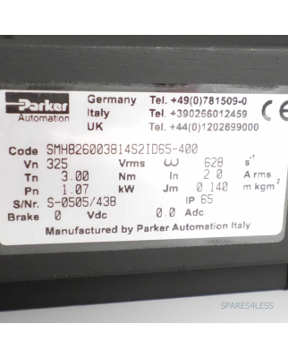 Parker Servomotor SMH826003814S2ID65-400 ohne Bremse OVP