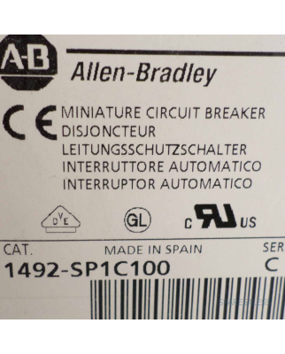 Allen Bradley Leistungsschalter 1492-SP1C100 Ser.C (2Stk.) OVP