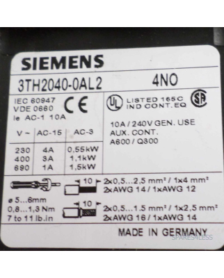 Siemens Schütz Hilfsschütz 3TH2040-0AL2 GEB