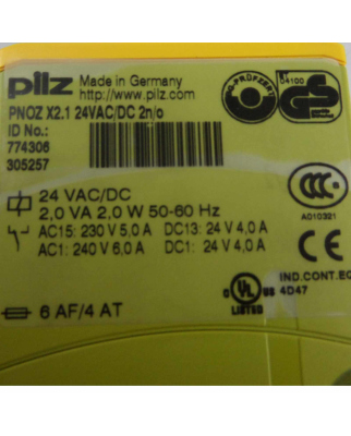 Pilz Not-Aus-Schaltgerät PNOZ X2.1 24VAC/DC 2n/o 774306 OVP