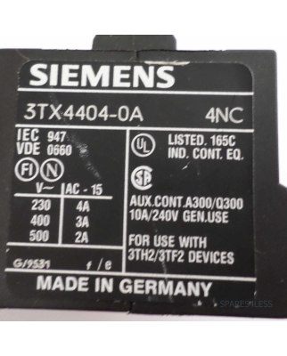 Hilfsschalterblock Siemens 3TX44 04-0A NEU 3 TX44040A OVP 