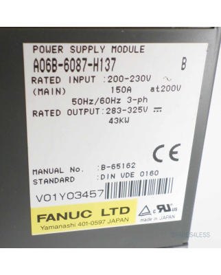 Fanuc Power Supply Module A06B-6087-H137 GEB