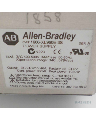 Allen Bradley Power Supply 1606-XL960E-3S GEB