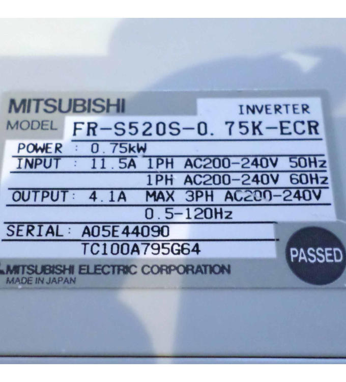 Mitsubishi Electric Inverter FR-S520S-0.75K-ECR GEB