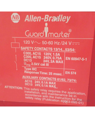 Allen Bradley Guardmaster Sicherheitsrelais 440R-ZBR520AZ1 Ser.A OVP/GEB