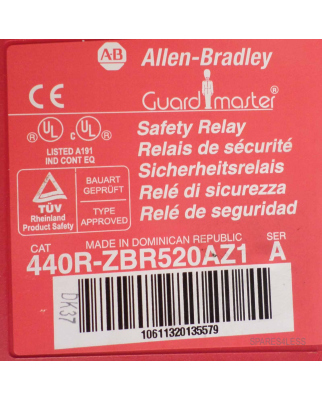 Allen Bradley Guardmaster Sicherheitsrelais 440R-ZBR520AZ1 Ser.A OVP/GEB