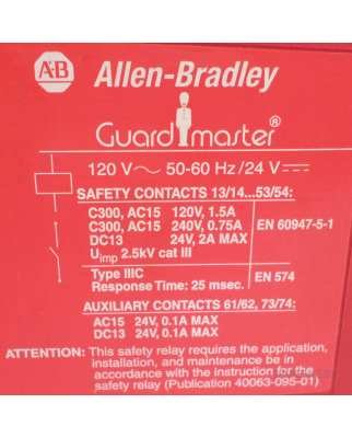 Allen Bradley Guardmaster Sicherheitsrelais 440R-ZBR520AZ1 Ser.A GEB