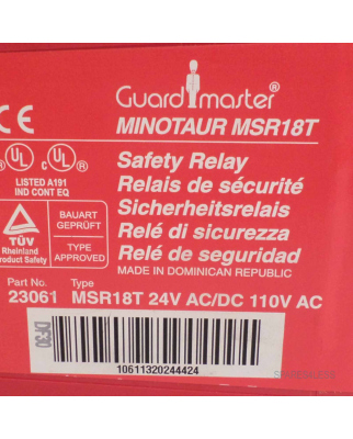 Allen Bradley Guardmaster Sicherheitsrelais MSR18T 24VAC/DC110VAC GEB