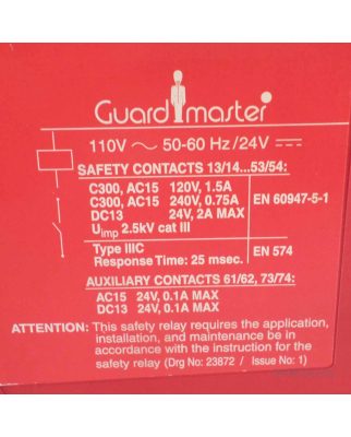 Allen Bradley Guardmaster Sicherheitsrelais MSR18T 24VAC/DC110VAC GEB
