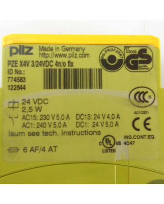 Pilz Kontakterweiterungsblock PZE X4V 3/24VDC 4n/o fix...
