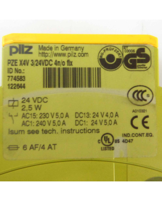Pilz Kontakterweiterungsblock PZE X4V 3/24VDC 4n/o fix 774583 GEB