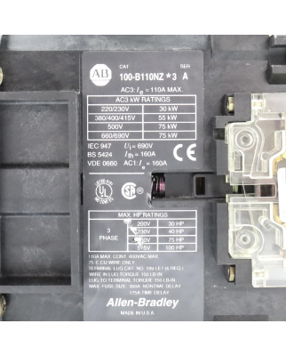Allen Bradley Schütz 100-B110NZ*3 Ser.A GEB