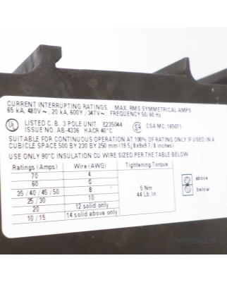 Siemens Leistungsschalter 3RV1742-5DD10 NOV
