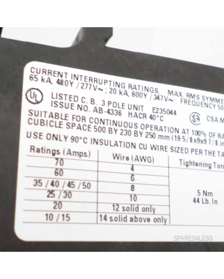 Siemens Leistungsschalter 3RV1742-5JD10 NOV