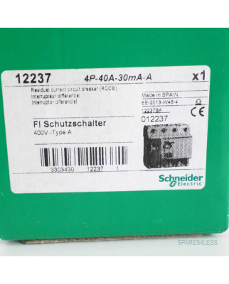 Schneider Electric FI Schutzschalter 4P-40A-30MA-A 12237 OVP