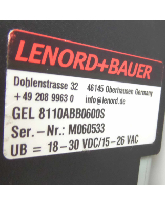 Lenord+Bauer Positioniersteuerung GEL 8110 GEL 8110ABB0600S GEB