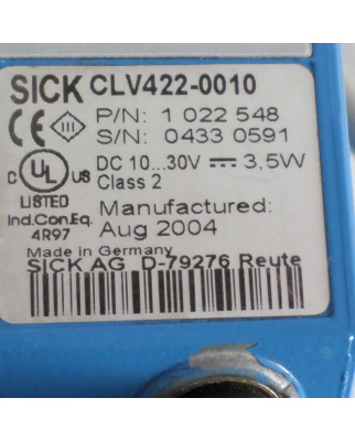 Sick High Density Barcodescanner CLV422-0010 1022548 GEB