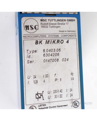 MSC BK MIKRO 4 Überwachungsgerät 8.0403.06 GEB