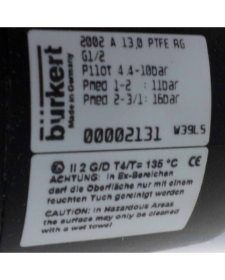 bürkert 2/2-Wege-Schrägsitzventil 2002 A 13,0...