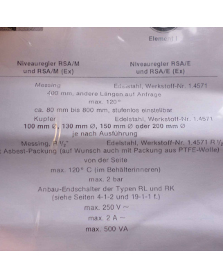 Jola Niveauregler RSA2EL mit 97mm Kugelschwimmer GEB