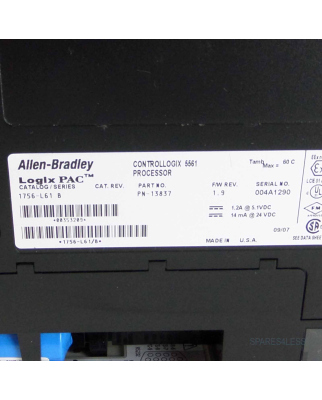 Allen Bradley Logix5561 Processor Unit 1756-L61 Ser. B Rev.1.9 REM