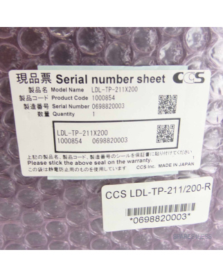 CCS Flat Light LDL-TP-211X200 1000854 660nm red light OVP