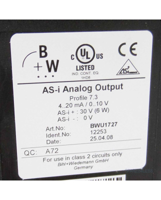 Bihl+Wiedemann AS-i Analog Output BWU1727 OVP