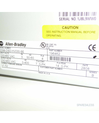 Allen Bradley Frequenzumrichter 2098-DSD-HV030-SE 196462 OVP