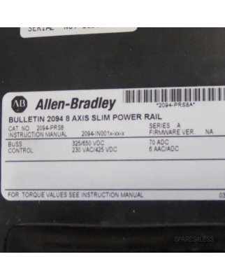 Allen Bradley Kinetix 6000 Power Rail 2094-PRS8 NOV