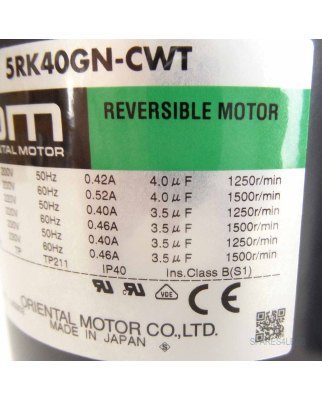 ORIENTAL MOTOR Reversible Motor 5RK40GN-CWT OVP