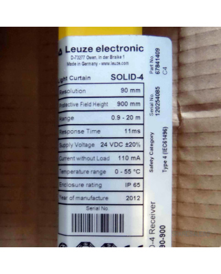 Leuze Lichtvorhang lumiflex SOLID-4 Empfänger...