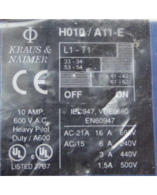 Kraus&Naimer Hilfsschalter K1 H010/A11-E OVP