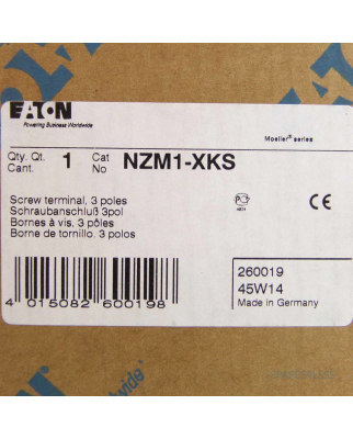 Eaton Schraubanschluß NZM1-XKS 260019 OVP