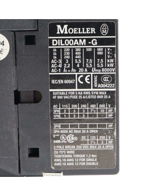 Moeller Leistungsschütz DIL00AM-G 24VDC GEB