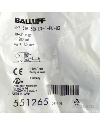 Balluff induktiver Näherungsschalter BES 516-369-EO-C-PU-03 551265 OVP