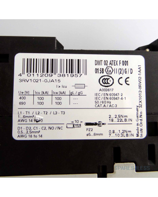 Siemens Leistungsschalter 3RV1021-0JA15 GEB