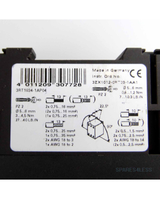 Siemens Schütz 15kW/400V 3RT1034-1AP04 GEB