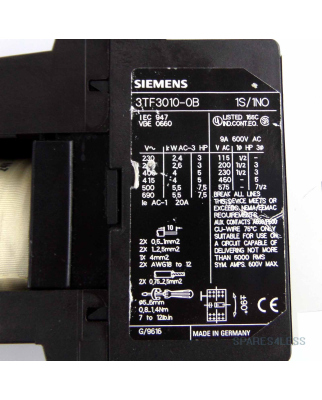 Siemens Schütz 24V/4kW/400V 3TF3010-0B GEB