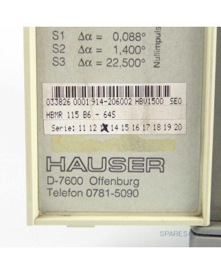 Hauser HBV 1500/SEO Servoregler HBMR 115 B6-64S Serie: 13 GEB