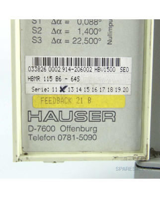 Hauser HBV 1500/SEO Servoregler HBMR 115 B6-64S Serie: 12...