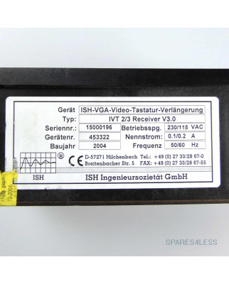 ISH GmbH VGA-VIDEO-TASTATUR-VERL. ISH-IVT2 IVT 2/3 Receiver V3.0 GEB