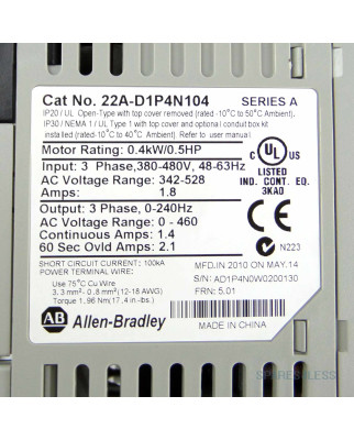 Allen Bradley Frequenzumrichter Powerflex 4 22A-D1P4N104 GEB