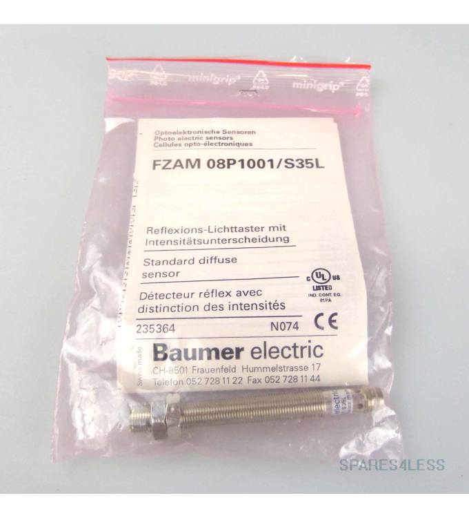 Baumer electric Lichttaster FZAM 08P1001/S35L OVP