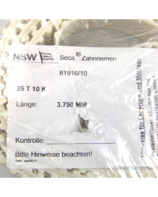 NSW Seca-Zahnriemen 25 T 10 K Länge= 3750mm SIE